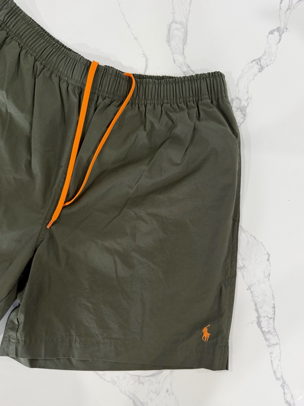 Polo Sport Ralph Lauren Men's Swim Trunks Size Large Olive Green Orange Pony